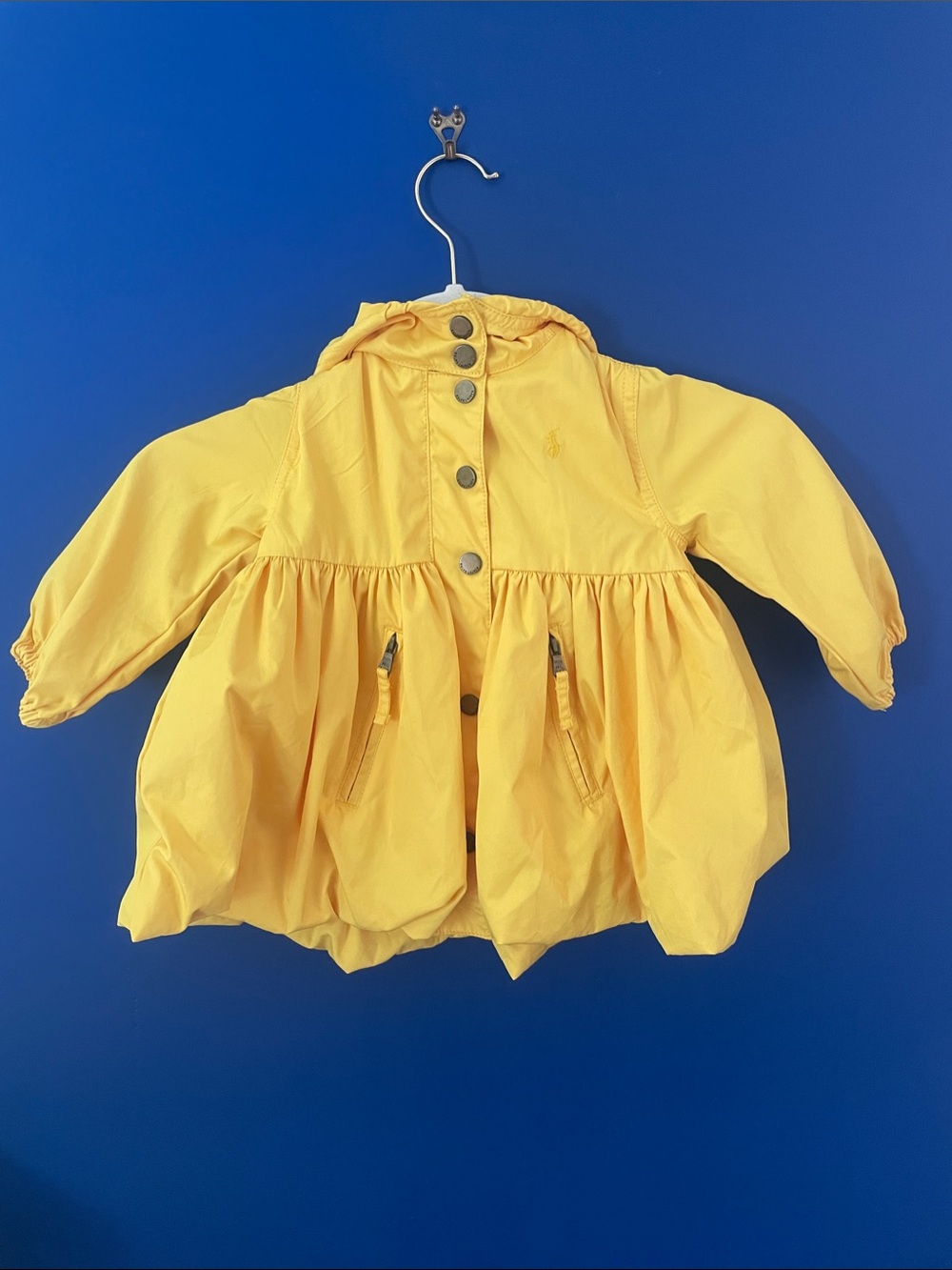 Baby 12M Ralph Lauren Bright Yellow Hooded Puff Raincoat Jacket